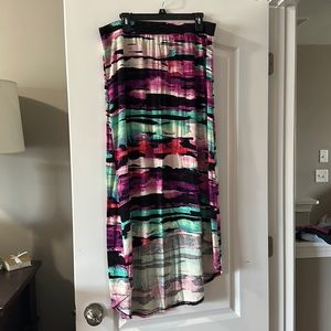 Multicolor hi-low skirt